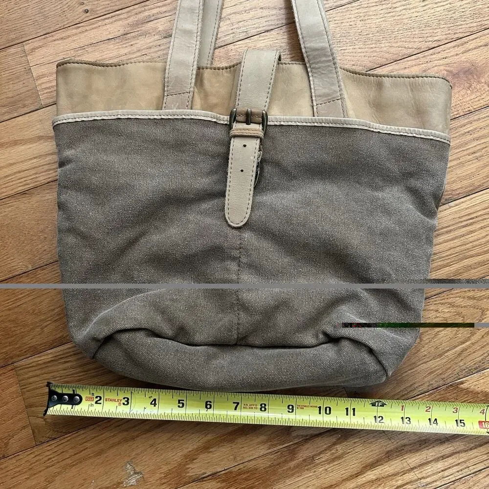 Vintage Ll Bean Canvas Leather Trim Boat And Tote Shoulder Buckle Bag